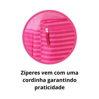 Imagem de Mochila Bolsa Costas Listras Listrada Feminina Style Juvenil - Reforçada Resistente - Clio