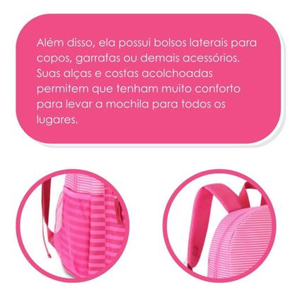 Imagem de Mochila Bolsa Costas Listras Listrada Feminina Style Juvenil - Reforçada Resistente - Clio
