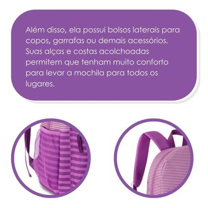 Imagem de Mochila Bolsa Costas Listras Listrada Feminina Style Juvenil - Reforçada Resistente - Clio