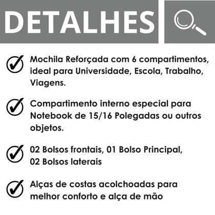 Imagem de Mochila Bolsa Costas Notebook Executiva Geométrica Reforçada - Trabalho/Faculdade - Clio