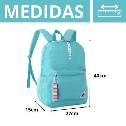 Imagem de Mochila Bolsa De Costas Have Fun C/ Chaveiro - Feminina Juvenil - Super Resistente Reforçada - Clio