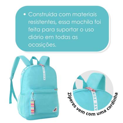 Imagem de Mochila Bolsa De Costas Have Fun C/ Chaveiro - Feminina Juvenil - Super Resistente Reforçada - Clio