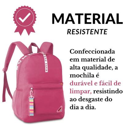 Imagem de Mochila Bolsa De Costas Have Fun C/ Chaveiro - Feminina Juvenil - Super Resistente Reforçada - Clio