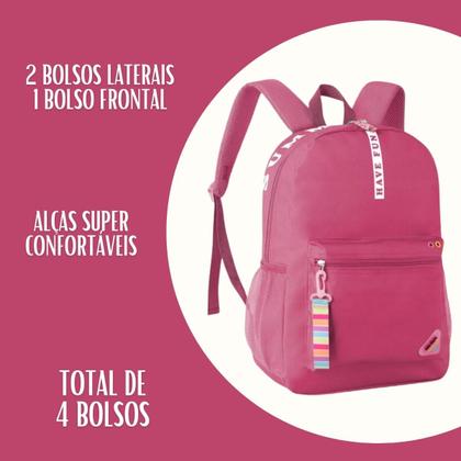 Imagem de Mochila Bolsa De Costas Have Fun C/ Chaveiro - Feminina Juvenil - Super Resistente Reforçada - Clio