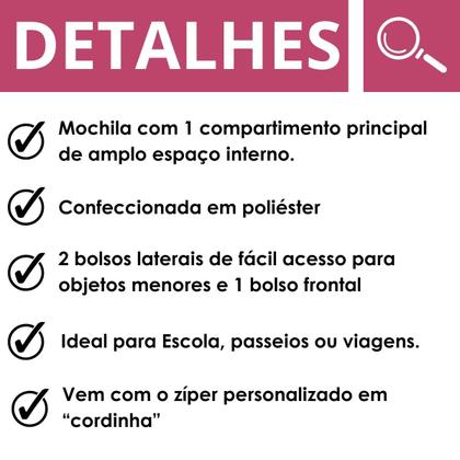 Imagem de Mochila Bolsa De Costas Have Fun C/ Chaveiro - Feminina Juvenil - Super Resistente Reforçada - Clio