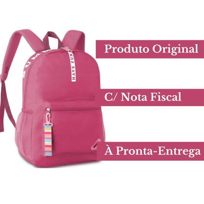 Imagem de Mochila Bolsa De Costas Have Fun C/ Chaveiro - Feminina Juvenil - Super Resistente Reforçada - Clio