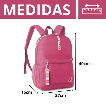 Imagem de Mochila Bolsa De Costas Have Fun C/ Chaveiro - Feminina Juvenil - Super Resistente Reforçada - Clio