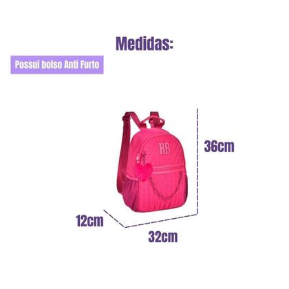Imagem de Mochila Bolsa De Costas Rosa Rebecca Bonbon Escolar Passeio RB2967PK