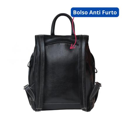 Imagem de Mochila Bolsa De Couro Legitimo Feminina Grande Notebook Anti Furto