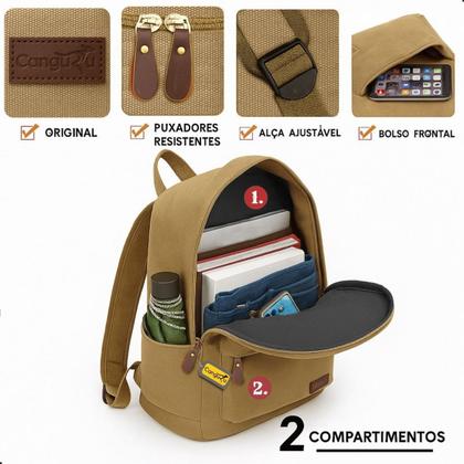 Imagem de Mochila Bolsa De Lona Reforçada Resistente Masculina Feminina Escolar Faculdade Dia a Dia Amplo Espaço Moderna