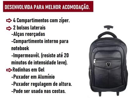 Imagem de Mochila Bolsa De Rodinhas Couro Unissex Resistente Impermeável Trabalho Faculdade