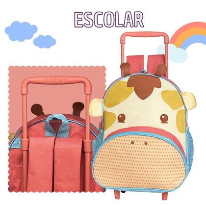 Imagem de Mochila Bolsa Escolar Passeio de Rodinha Infantil - Girafa Clio