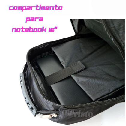 Imagem de Mochila Bolsa Executiva Preta Grande Para Notebook Reforçada