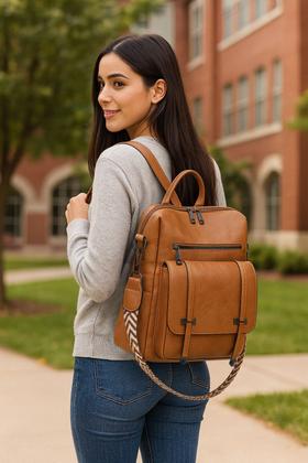 Imagem de Mochila Bolsa Feminina Antifurto Reforçada Grande Espaço para Trabalho Faculdade Viagem Dia a Dia