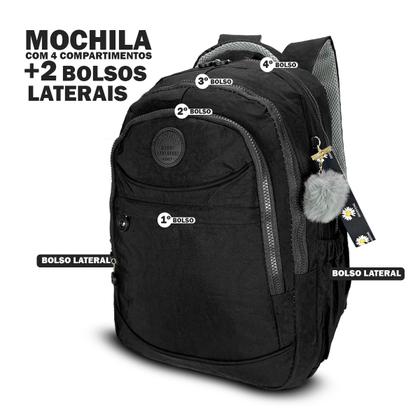 Imagem de Mochila Bolsa feminina trabalho Reforçada + Chaveiro PomPom