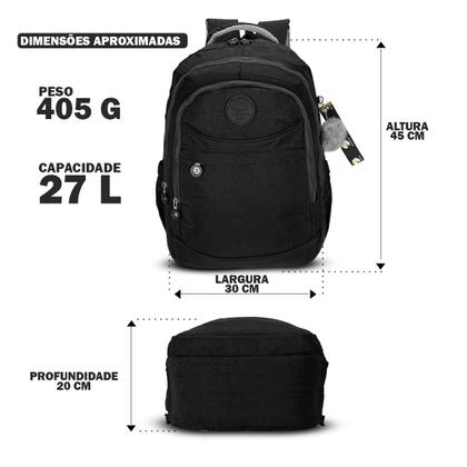 Imagem de Mochila Bolsa feminina trabalho Reforçada + Chaveiro PomPom