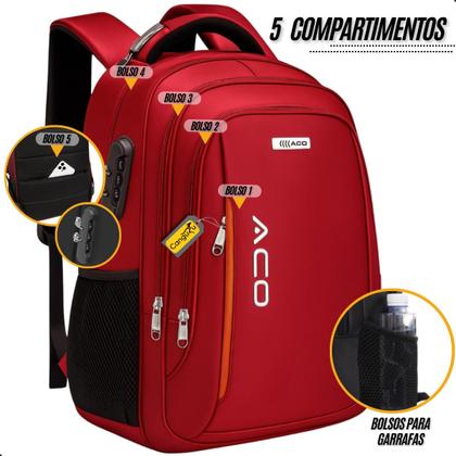 Imagem de Mochila Bolsa Masculina Feminina Notebook Anti Furto Resistente A Agua Reforçada USB