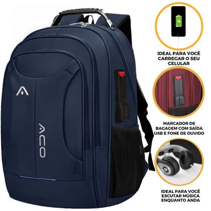 Imagem de Mochila Bolsa Masculina Feminina Notebook Anti Furto Resistente A Agua Reforçada USB Viagem Escolar Faculdade Trabalho Dia a Dia