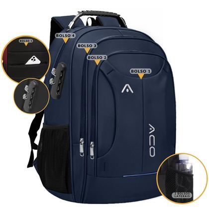 Imagem de Mochila Bolsa Masculina Feminina Notebook Anti Furto Resistente A Agua Reforçada USB Viagem Escolar Faculdade Trabalho Dia a Dia