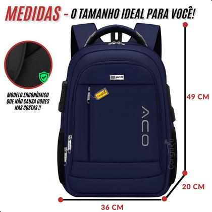 Imagem de Mochila Bolsa Masculina Feminina Notebook Bolso Antifurto Cadeado na Lateral Alto Padrão e Com Saída USB Trabalho Faculdade Escolar Viagem Dia a Dia