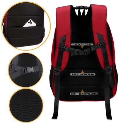 Imagem de Mochila Bolsa Masculina Feminina Notebook Bolso Antifurto Cadeado na Lateral Alto Padrão e Com Saída USB Trabalho Faculdade Escolar Viagem Dia a Dia