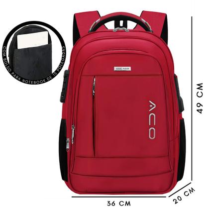 Imagem de Mochila Bolsa Masculina Feminina Notebook Bolso Antifurto Cadeado na Lateral Alto Padrão e Com Saída USB Trabalho Faculdade Escolar Viagem Dia a Dia