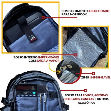 Imagem de Mochila Bolsa Masculina Feminina Notebook Escolar Faculdade Viagem Dia a Dia Trabalho Resistente Reforçada Alto Padrão