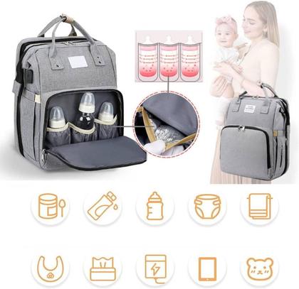 Imagem de Mochila Bolsa Maternidade que Vira Berço com Trocador de Fraldas