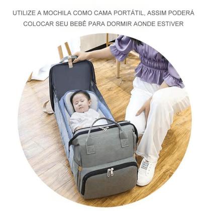 Imagem de Mochila Bolsa Maternidade que Vira Berço com Trocador de Fraldas