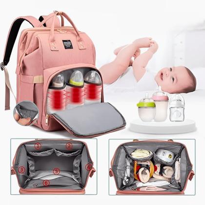 Imagem de Mochila Bolsa Maternidade Vira Berço Porta Fraldas com Bolsos Térmicos Ideal para Mamãe e Bebê
