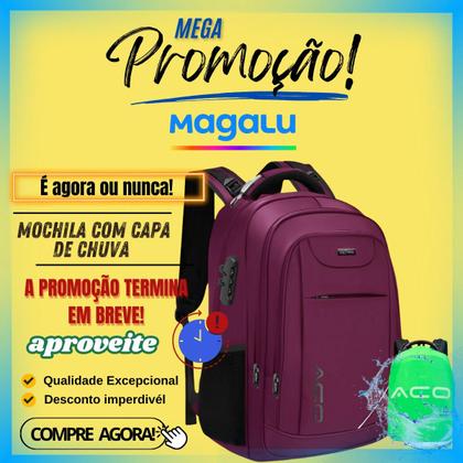 Imagem de Mochila Bolsa Notebook Masculina Feminina Com Capa de Chuva Bolso Antifurto Escolar Faculdade Viagens Com Cadeado Saida USB