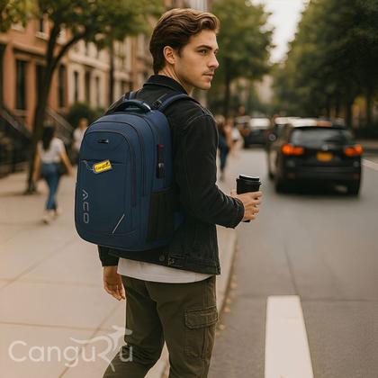 Imagem de Mochila Bolsa Notebook Masculina Feminina Com Capa de Chuva Bolso Antifurto Escolar Faculdade Viagens Com Cadeado Saida USB