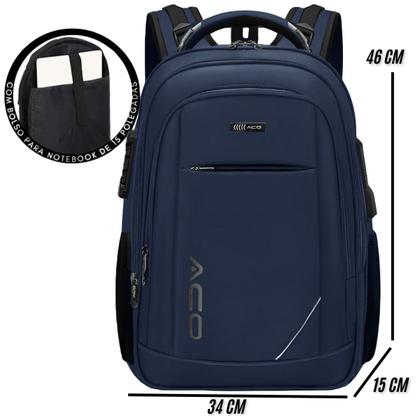 Imagem de Mochila Bolsa Notebook Masculina Feminina Com Capa de Chuva Bolso Antifurto Escolar Faculdade Viagens Com Cadeado Saida USB