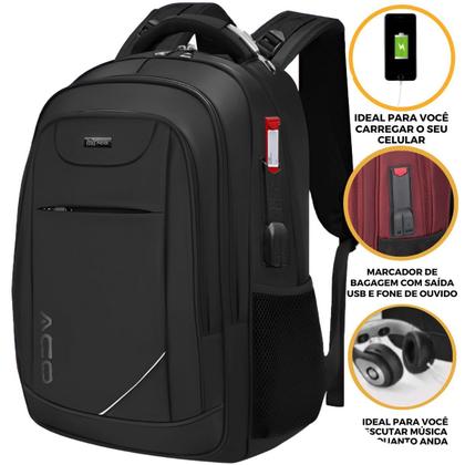 Imagem de Mochila Bolsa Notebook Masculina Feminina Com Capa de Chuva Bolso Antifurto Escolar Faculdade Viagens Com Cadeado Saida USB