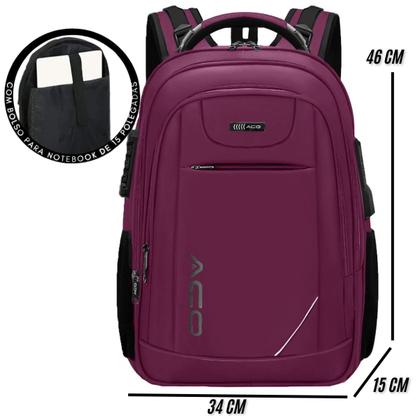Imagem de Mochila Bolsa Notebook Masculina Feminina Com Capa de Chuva Bolso Antifurto Escolar Faculdade Viagens Com Cadeado Saida USB