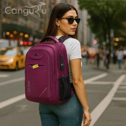 Imagem de Mochila Bolsa Notebook Masculina Feminina Com Capa de Chuva Bolso Antifurto Escolar Faculdade Viagens Com Cadeado Saida USB