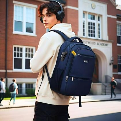 Imagem de Mochila Bolsa Notebook Masculina Feminina Reforçada com Cadeado Ideal Para Escola Faculdade Viagens