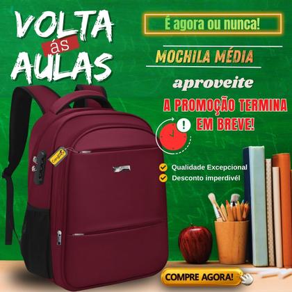 Imagem de Mochila Bolsa Notebook Masculina Feminina Reforçada com Cadeado Ideal Para Escola Faculdade Viagens