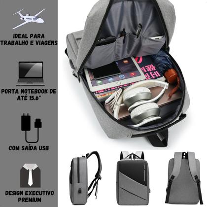 Imagem de Mochila Bolsa Para Notebook 15 Polegadas Impermeável Slim Executiva Resistente Reforçada Masculina Feminina Escolar Usb