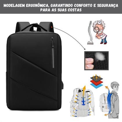 Imagem de Mochila Bolsa Para Notebook 15 Polegadas Impermeável Slim Executiva Resistente Reforçada Masculina Feminina Escolar Usb