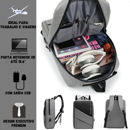 Imagem de Mochila Bolsa Para Notebook 15 Polegadas Impermeável Slim Executiva Resistente Reforçada Masculina Feminina Escolar Usb