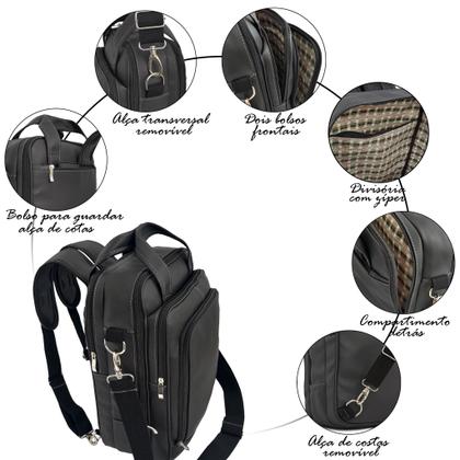 Imagem de Mochila Bolsa Pasta Transversal Mão Costas Executiva Notebook Resistente Estudante faculdade Viagem Trabalho