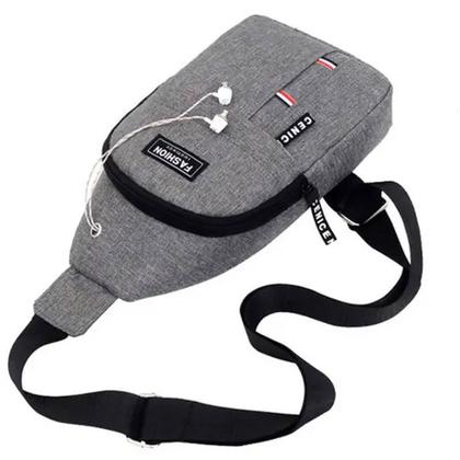 Imagem de Mochila Bolsa Pochete Bolsinha Transversal Moto Camping Com Sáida para Fone