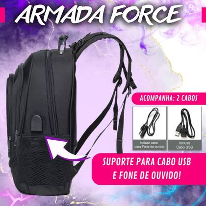 Imagem de Mochila Bolsa Reforçada Escolar Notebook Ótima Qualidade Faculdade Com Cabo De Aço Executiva Esportiva USB Mala Maletas Grande Viagens Trabalho