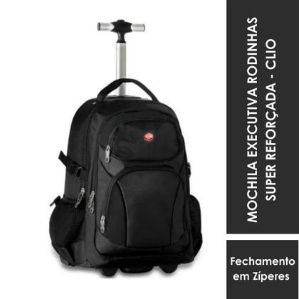 Imagem de Mochila Bolsa Rodinhas Notebook Executiva Reforçada C/ Alça De Costas - Trabalho, Faculdade - Clio