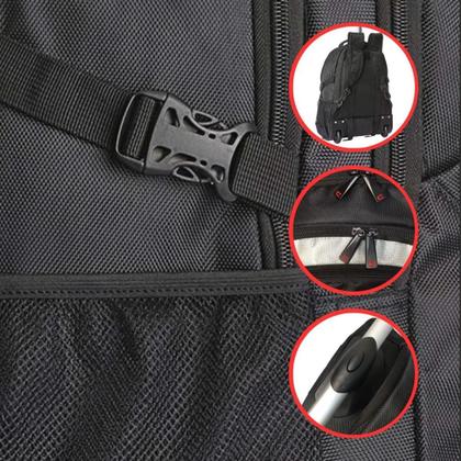 Imagem de Mochila Bolsa Rodinhas Notebook Executiva Reforçada C/ Alça De Costas - Trabalho, Faculdade - Clio