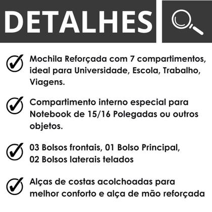 Imagem de Mochila Bolsa Rodinhas Notebook Executiva Reforçada C/ Alça De Costas - Trabalho, Faculdade - Clio
