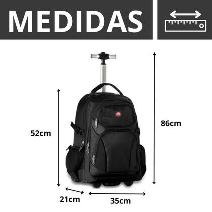 Imagem de Mochila Bolsa Rodinhas Notebook Executiva Reforçada C/ Alça De Costas - Trabalho, Faculdade - Clio