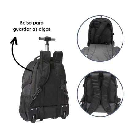 Imagem de Mochila Bolsa Rodinhas Notebook Executiva Reforçada C/ Alça De Costas - Trabalho, Faculdade - Clio