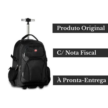 Imagem de Mochila Bolsa Rodinhas Notebook Executiva Reforçada C/ Alça De Costas - Trabalho, Faculdade - Clio